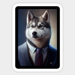 Adorable Husky Dog Wearing A Suit - Unique Wildlife Graphic For Fashion Lovers Sticker